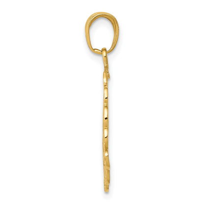 10K Yellow Gold Hummingbird In Round Frame Pendant