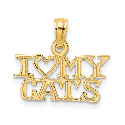 10K Yellow Gold I Heart My Cats Charm