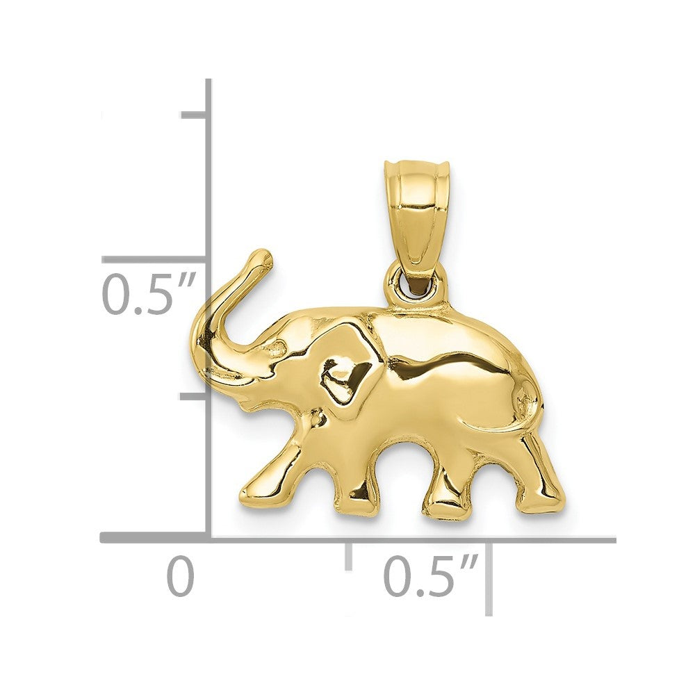 10K Yellow Gold 3-D Elephant Pendant