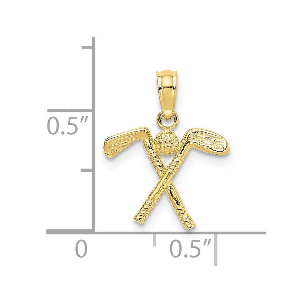 10K Yellow Gold 3-D Golf Clubs With Ball Charm