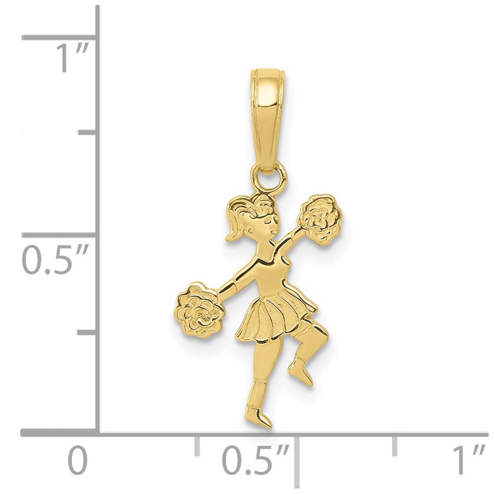 10K Yellow Gold 10K Cheerleader With Pom-Poms Pendant