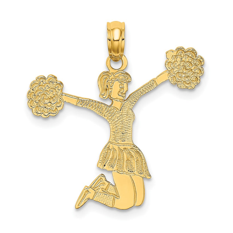 10K Yellow Gold Cheerleader Jumping With Pom-Pom'S Charm