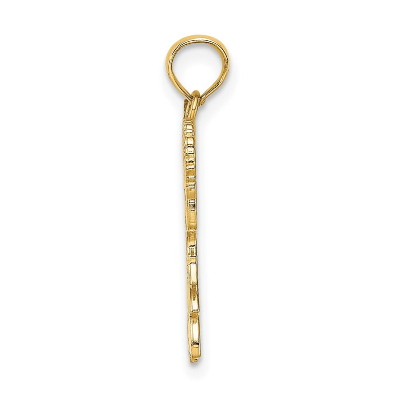 10K Yellow Gold 10K Cheerleader Jumping With Pom-Pom'S Pendant