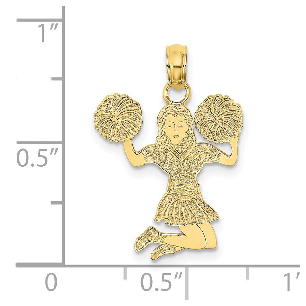10K Yellow Gold 10K Cheerleader Jumping With Pom-Pom'S Pendant