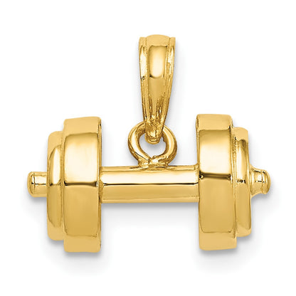 10K Yellow Gold 3-D Single Barbell Pendant