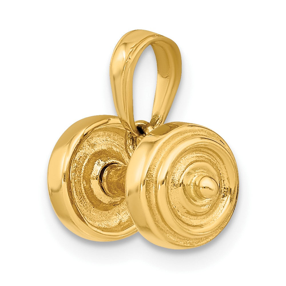 10K Yellow Gold 3-D Single Barbell Pendant