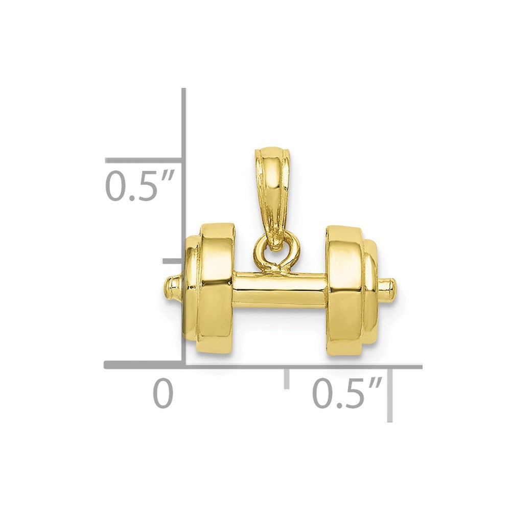 10K Yellow Gold 3-D Single Barbell Pendant