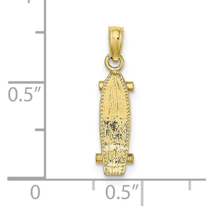 10K Yellow Gold 10K 3-D Skate Board Charm