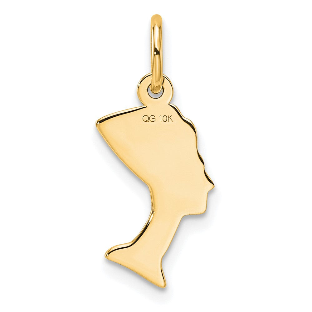 10k Yellow Gold Solid Bust of Nefertiti Charm