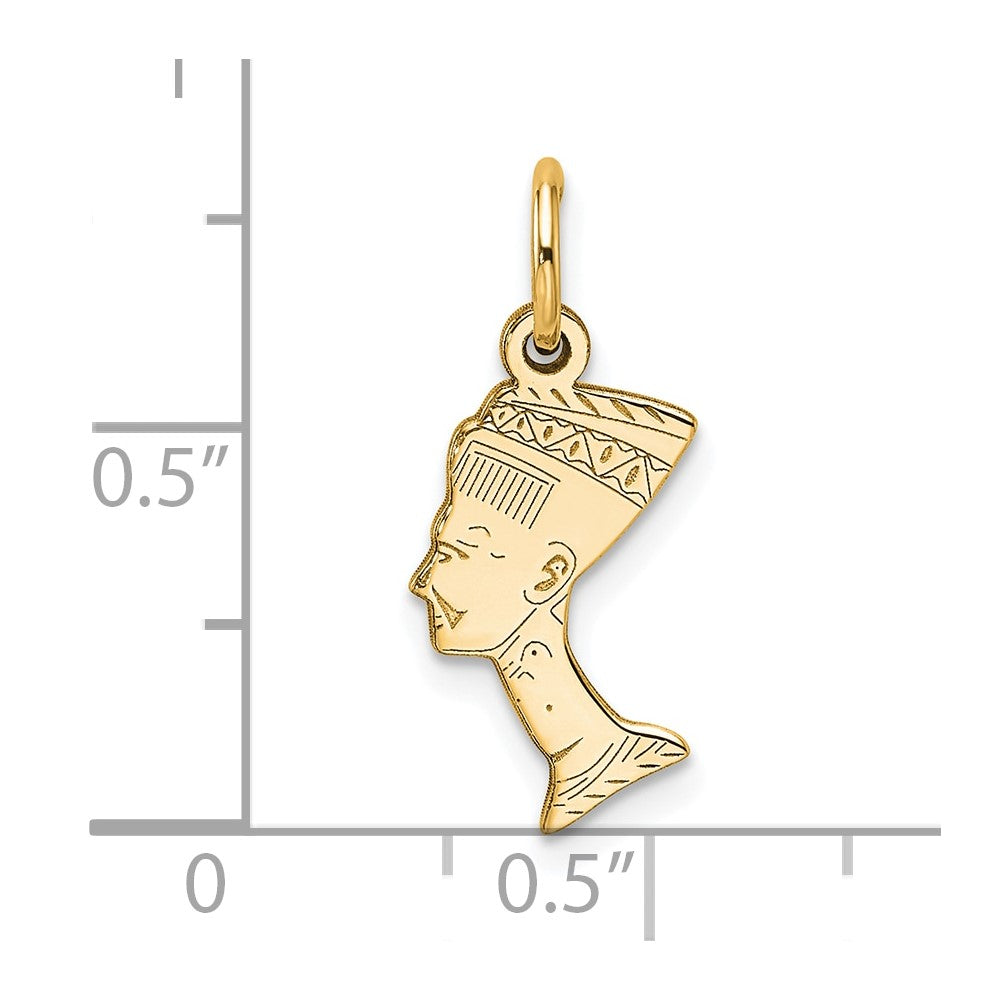 10k Yellow Gold Solid Bust of Nefertiti Charm