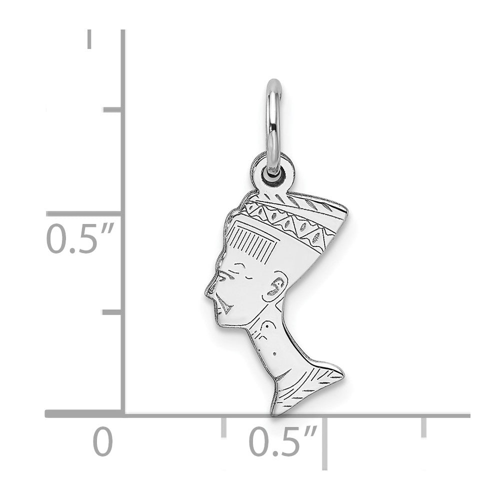 10K White Gold Solid Bust Of Nefertiti Charm