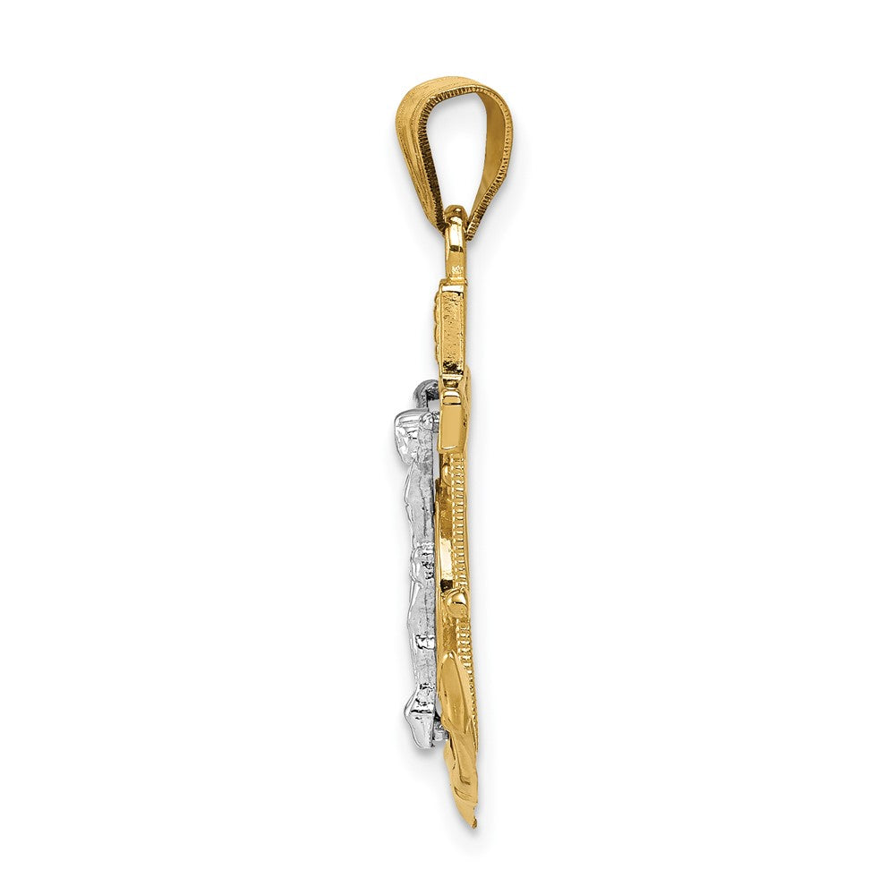 10K Two-Tone Diamond-Cut Mariner'S Cross Pendant