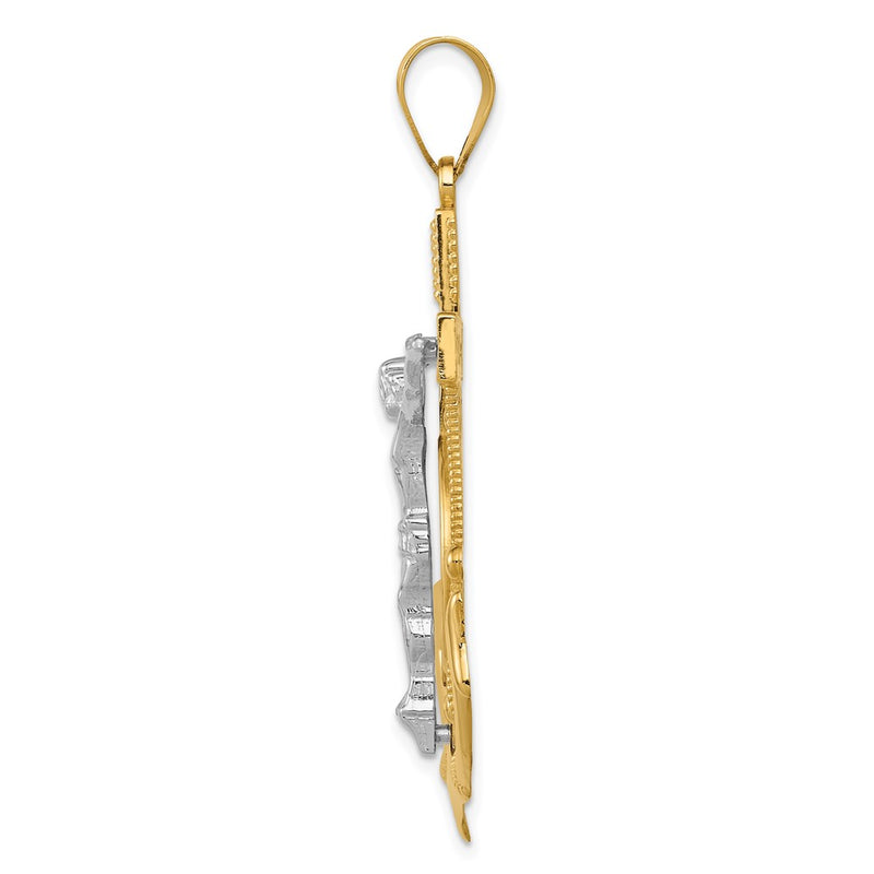 10K Two-Tone Diamond-Cut Mariner'S Cross Pendant