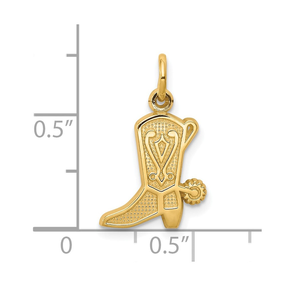 10k Yellow Gold Solid Polished Cowboy Boot Charm