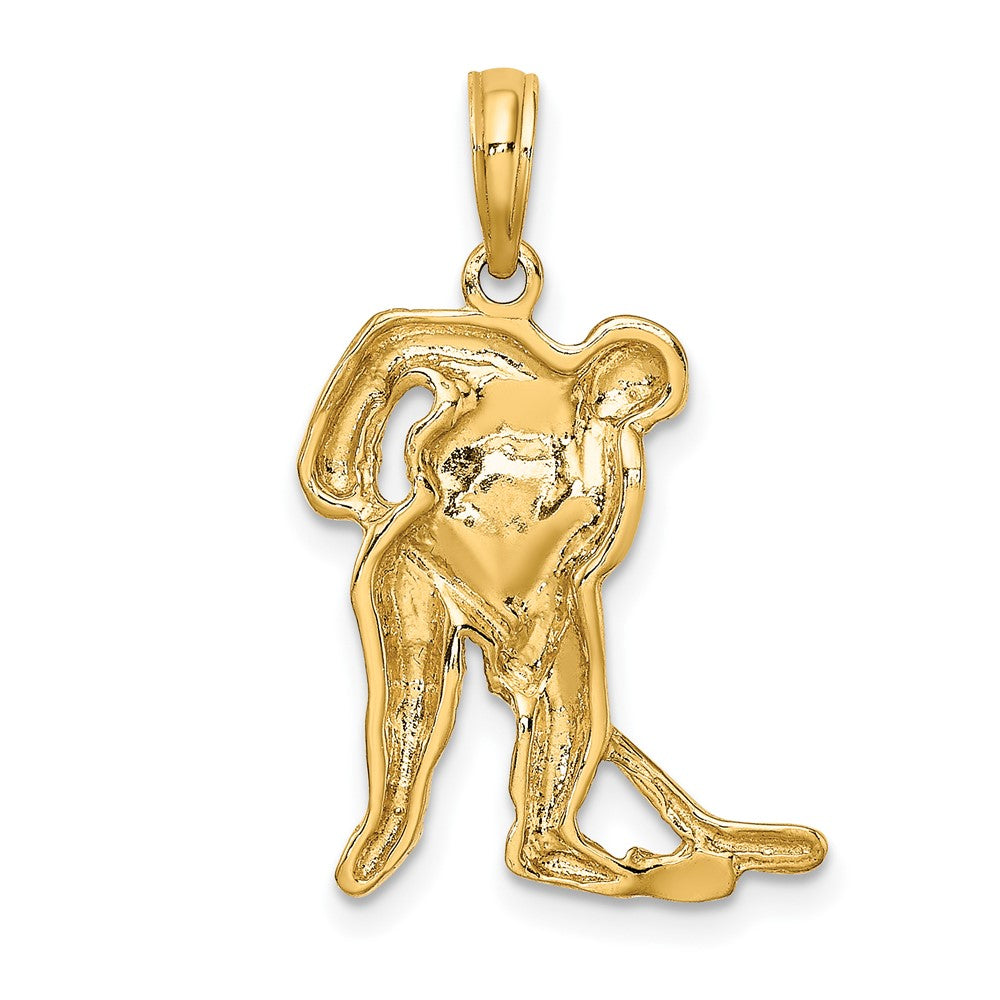 10K Yellow Gold Hockey Player With Stick And Puck Charm