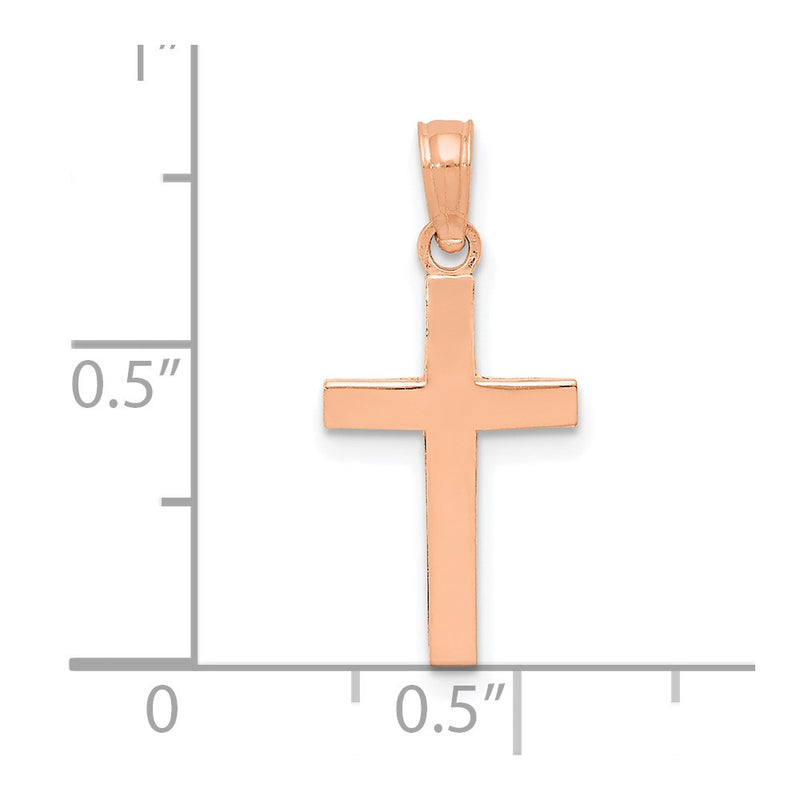 10K Rose Gold Polished Cross Pendant