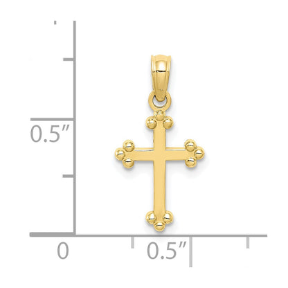 10K Yellow Gold 10K Budded Cross Charm