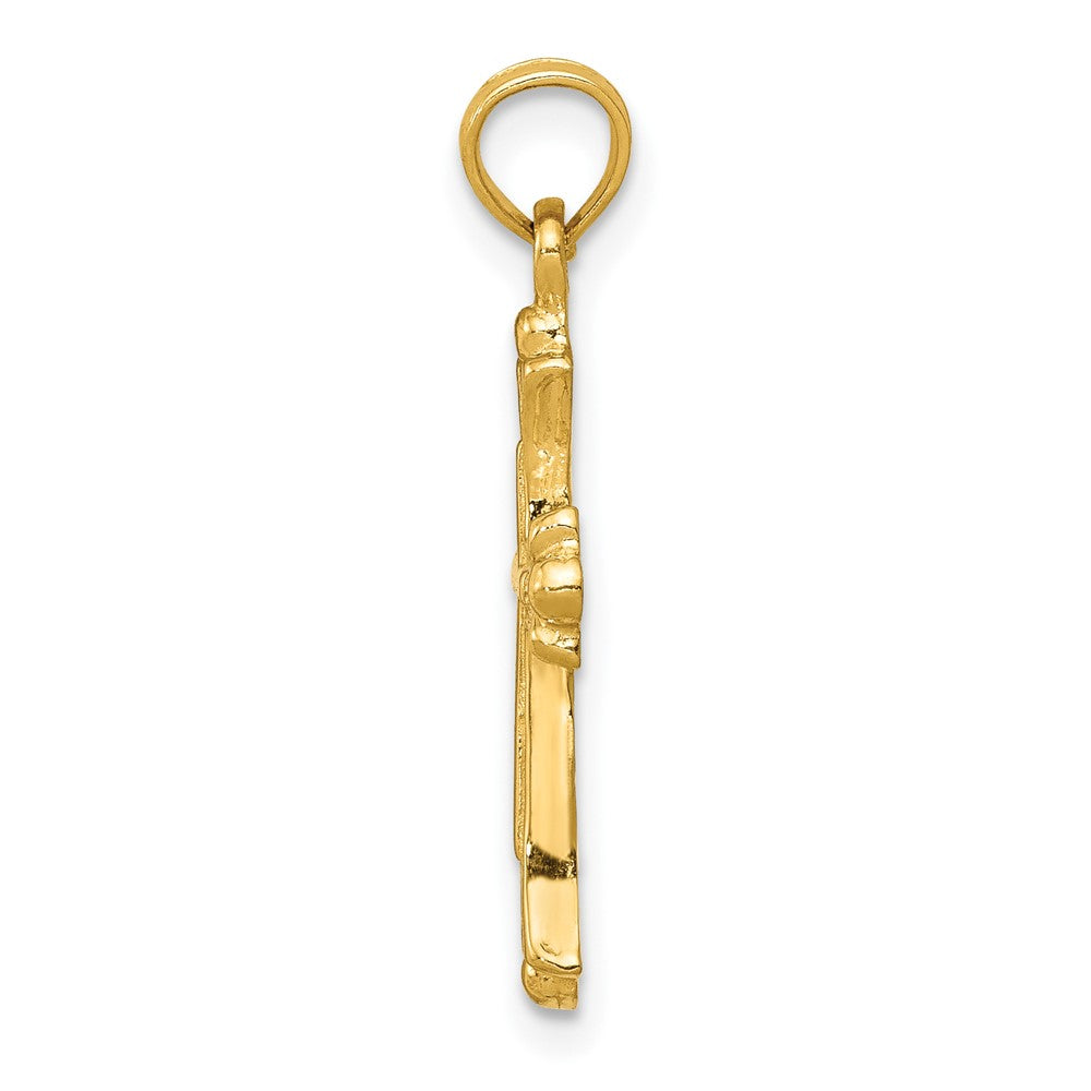 10K Yellow Gold Budded Cross Charm