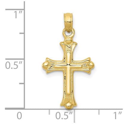 10K Yellow Gold Budded Cross Charm