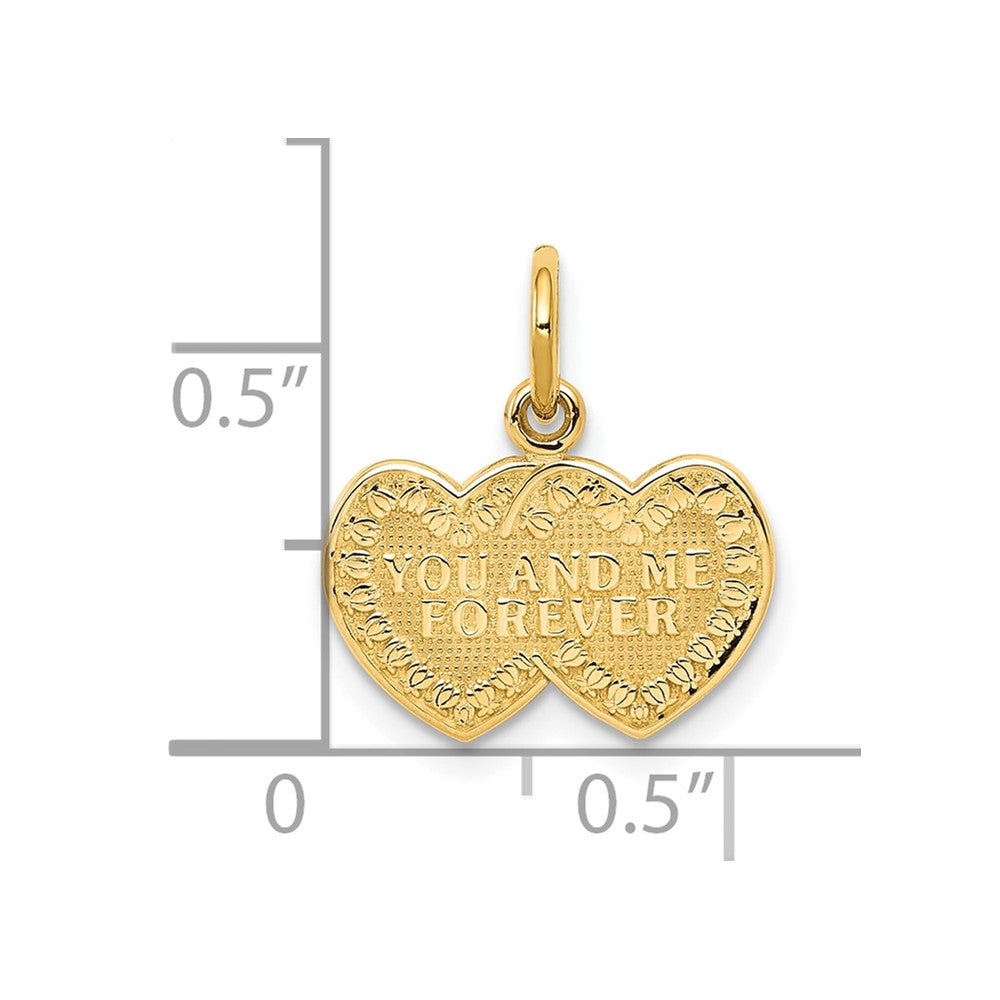 10k Yellow Gold You and Me Forever Heart Charm