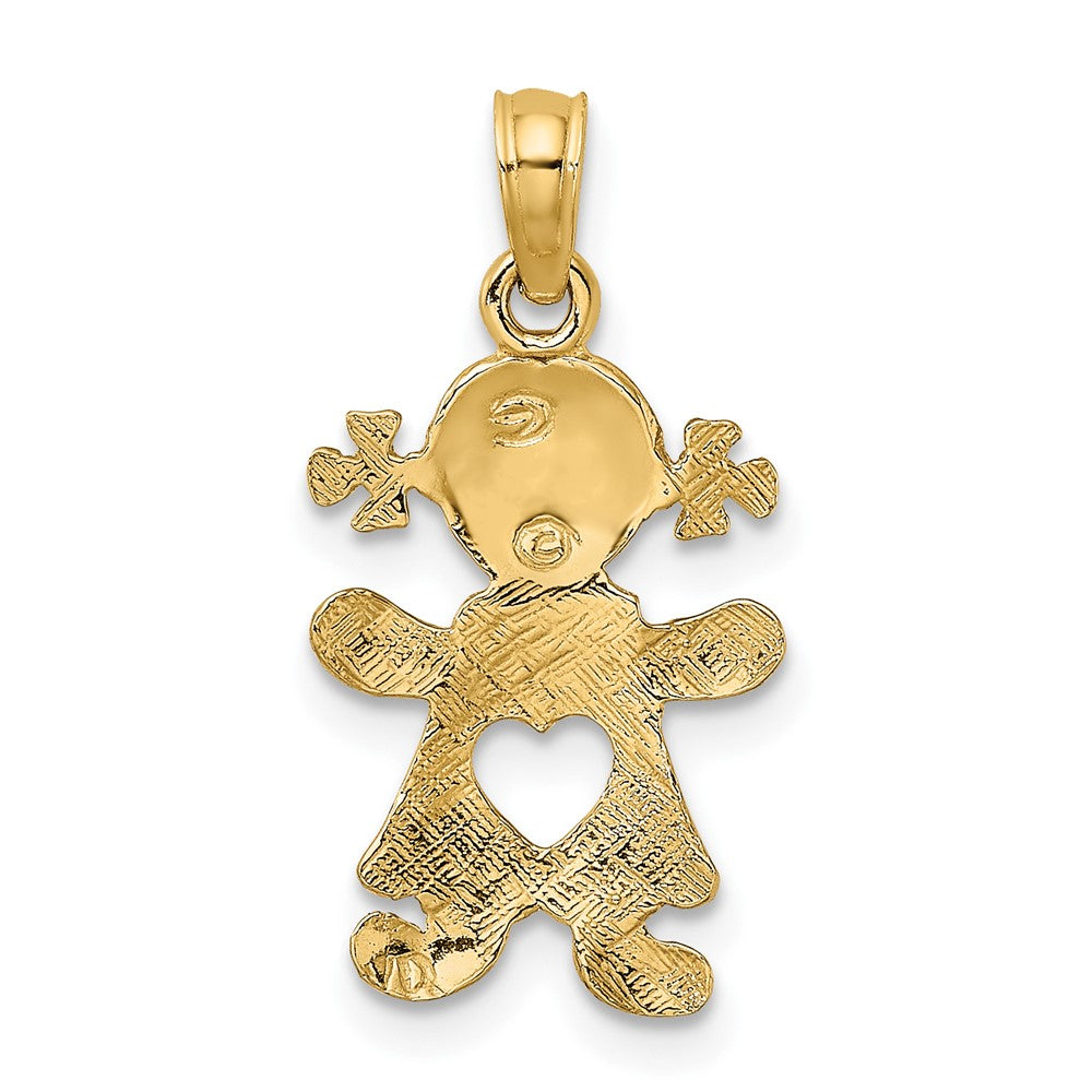 10K Yellow Gold Playful Girl W/Cut Out Heart Charm