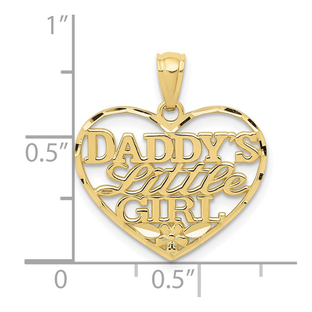 10K Yellow Gold D/C Daddys Little Girl Heart Pendant