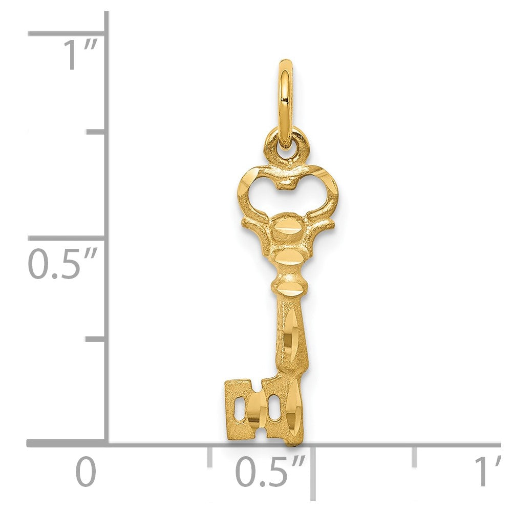 10k Yellow Gold Solid Key Charm
