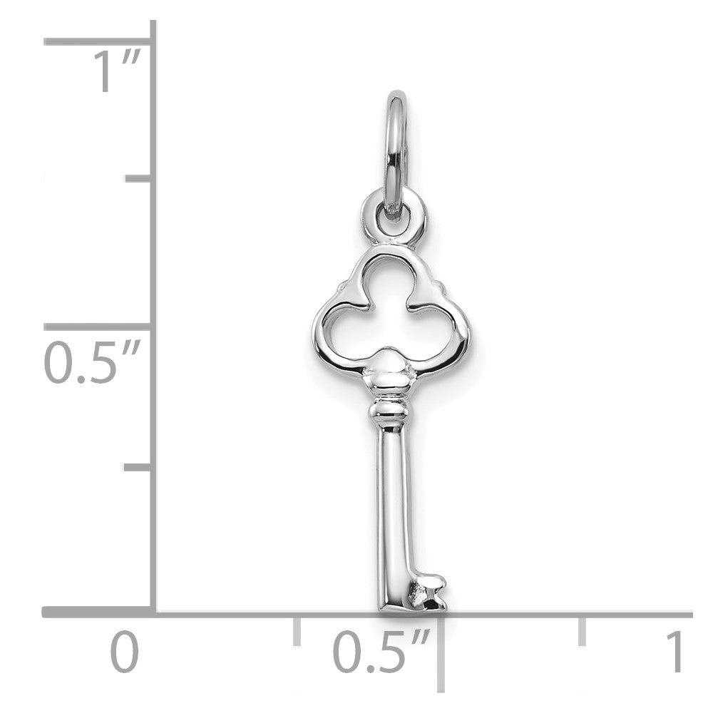 10K White Gold Solid Key Charm