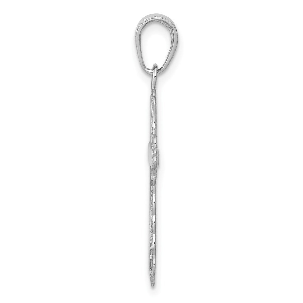 10K White Gold Lace Trim Cross Pendant