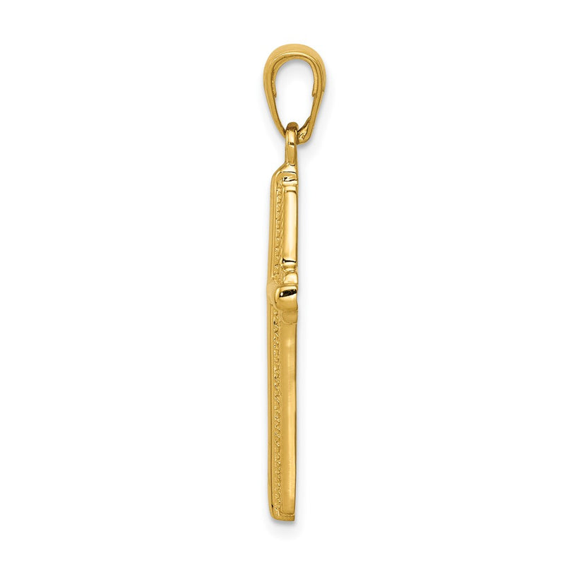 10K Yellow Gold 10K Cross With Striped Border Pendant