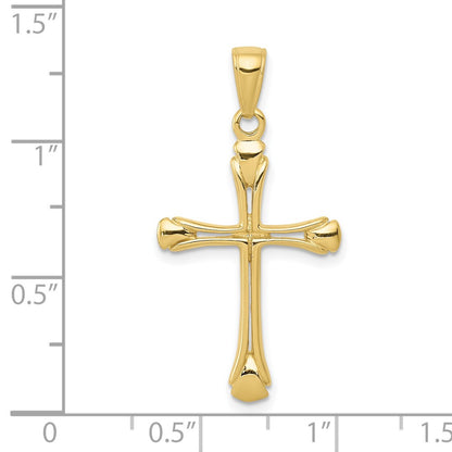 10K Yellow Gold 10K Cross With Triangle Tips Pendant
