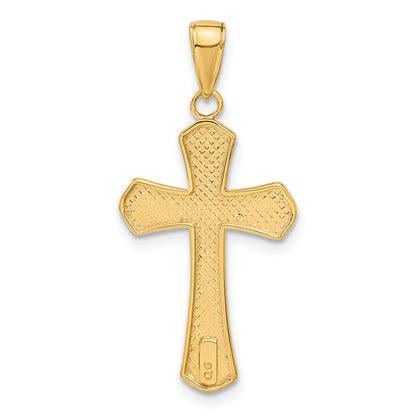 10K Yellow Gold 10K Diamond-Cut Beveled Edges Cross Pendant