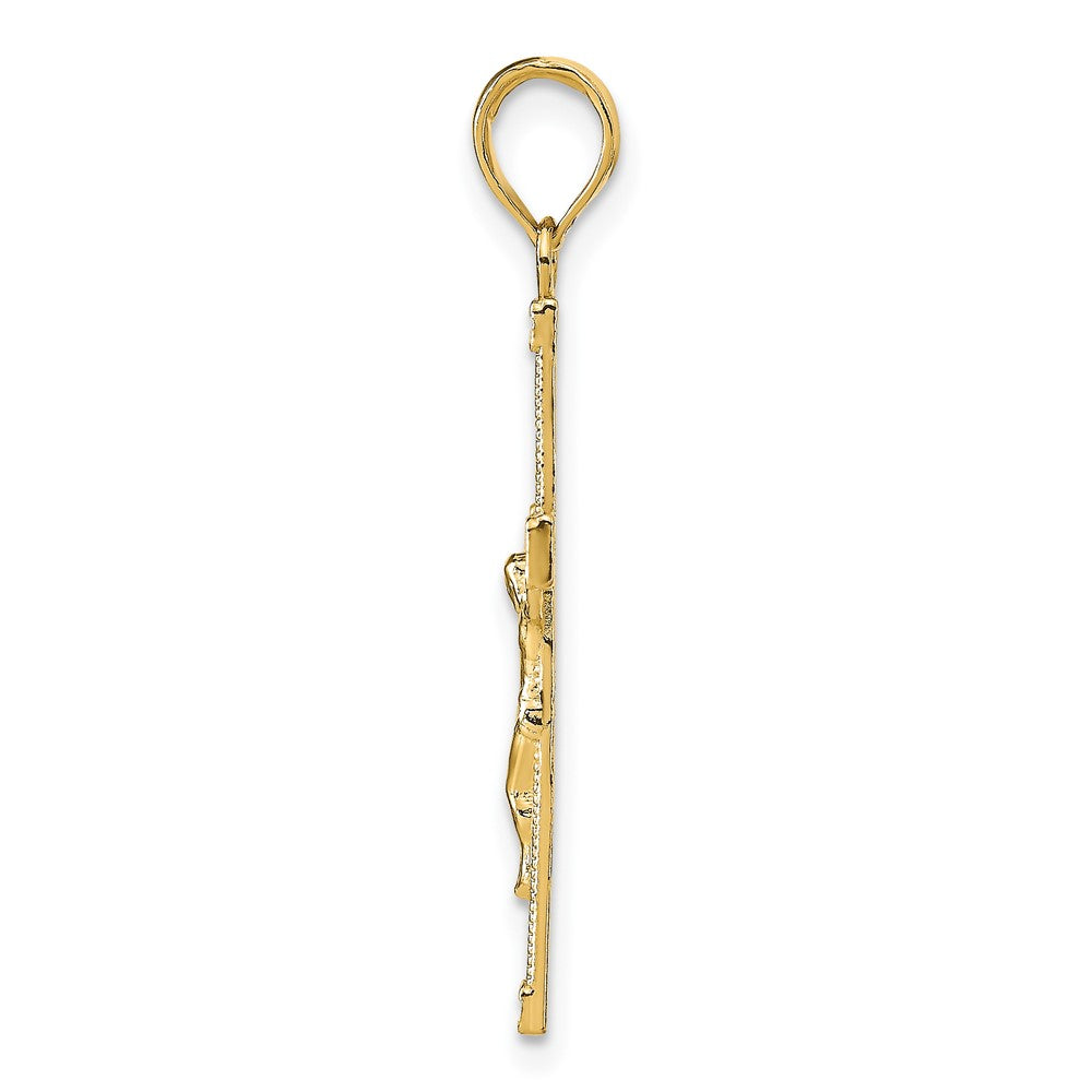 10K Yellow Gold 10K Diamond-Cut Fancy Tipped Crucifix Pendant