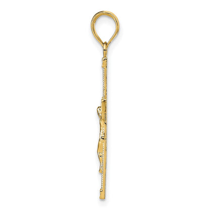 10K Yellow Gold 10K Diamond-Cut Fancy Tipped Crucifix Pendant