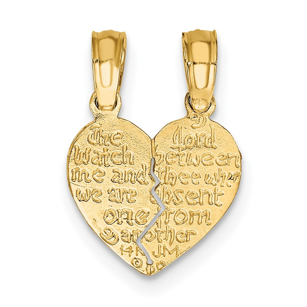 10K Yellow Gold 10K Reversible Break Apart Mizpah Heart Pendant