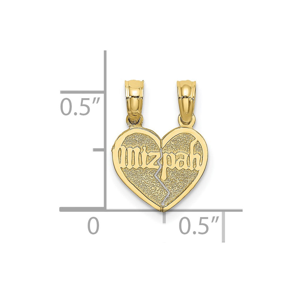 10K Yellow Gold 10K Reversible Break Apart Mizpah Heart Pendant