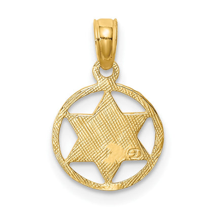 10K Yellow Gold 10K Star Of David In Circle Frame Pendant