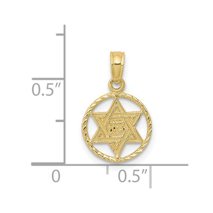 10K Yellow Gold 10K Star Of David In Circle Frame Pendant