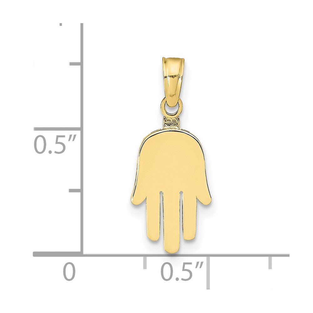 10K Yellow Gold 10K Large Solid Hamsa Pendant