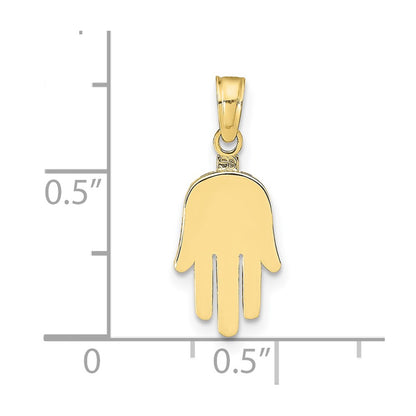 10K Yellow Gold 10K Large Solid Hamsa Pendant