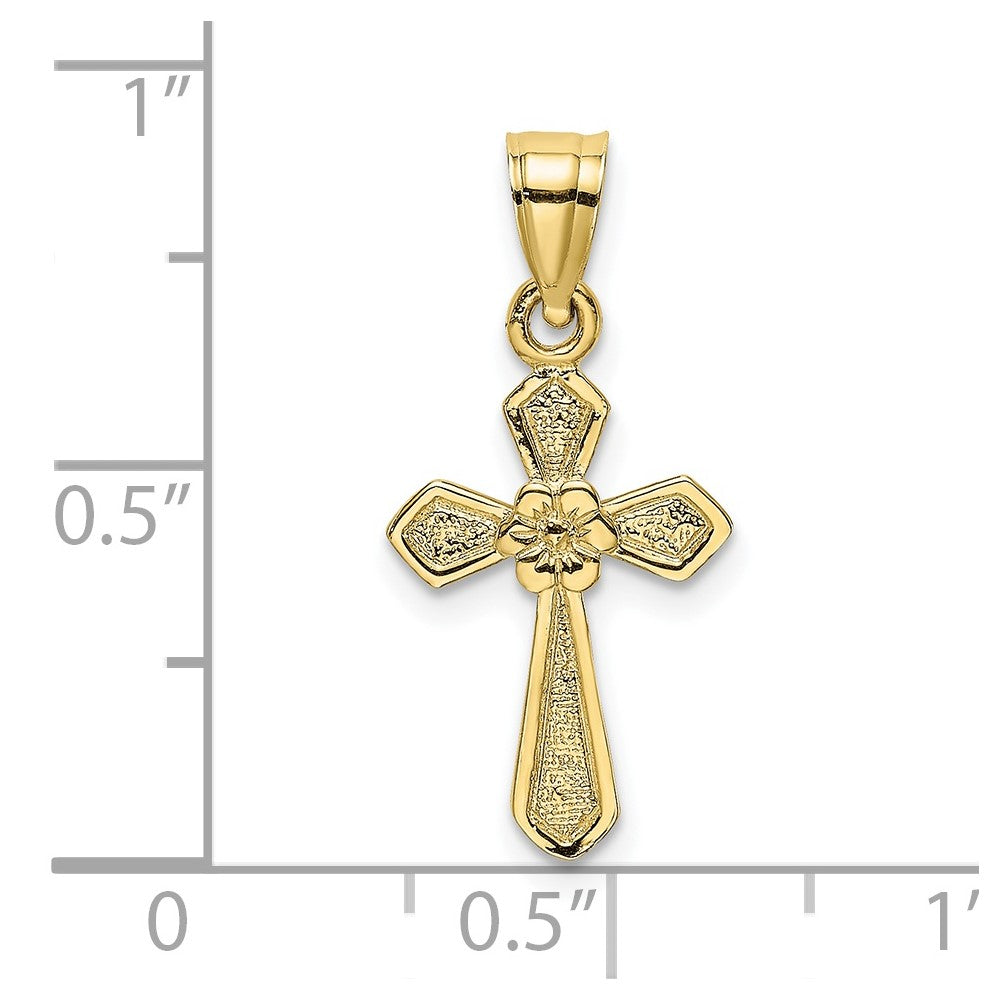 10K Yellow Gold 10K Small Cross W/Flower Charm