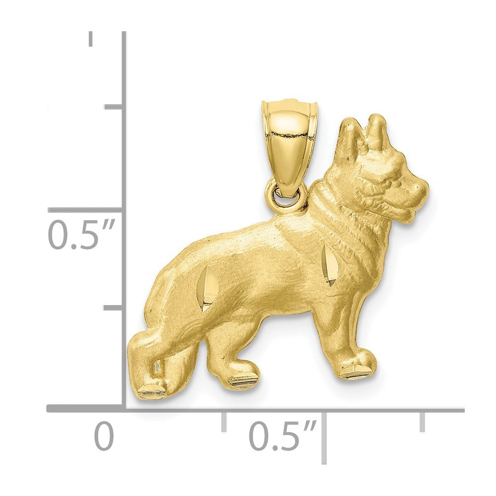 10K Yellow Gold 10K Diamond-Cut German Shepard Pendant