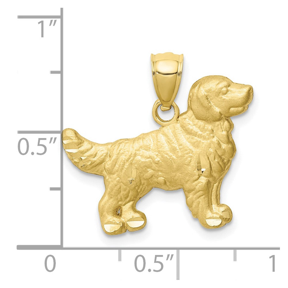 10K Yellow Gold 10K Diamond-Cut Golden Retriever Pendant