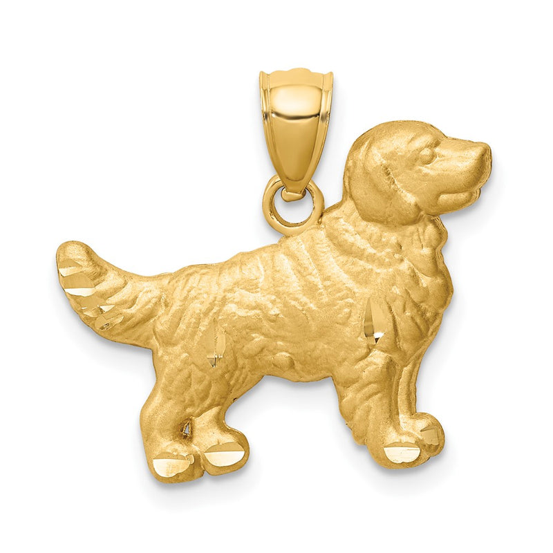 10K Yellow Gold 10K Diamond-Cut Golden Retriever Pendant