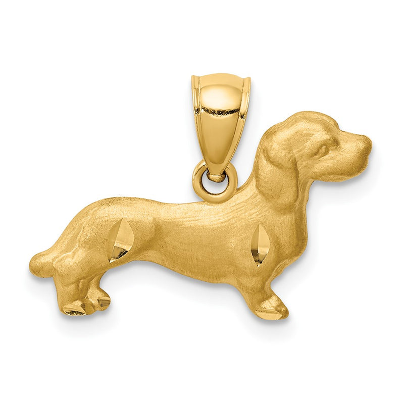 10K Yellow Gold 10K Diamond-Cut Dachshund Pendant
