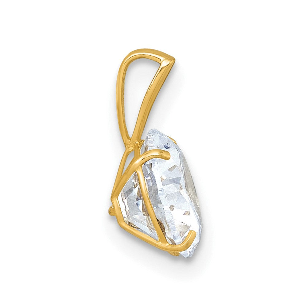 10K Yellow Gold Polished 8.00mm Round Cz Solitaire Pendant