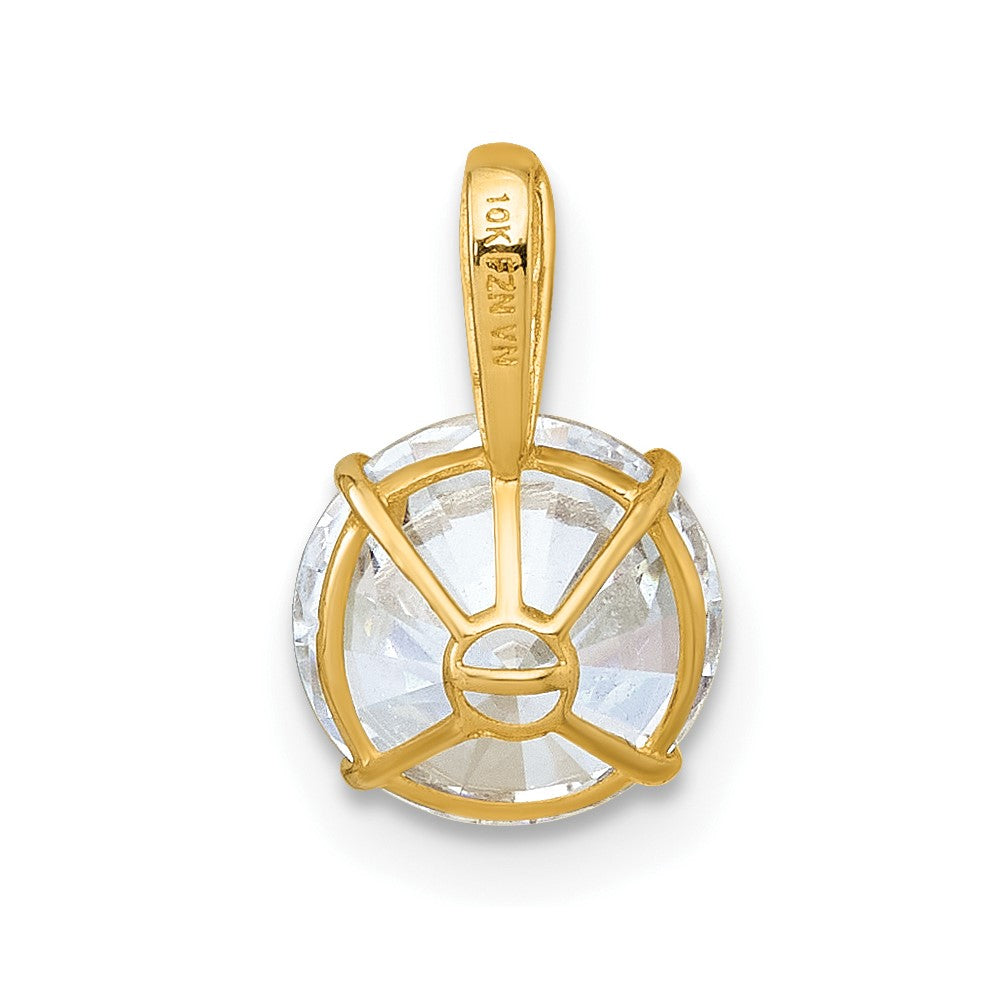10K Yellow Gold Polished 8.00mm Round Cz Solitaire Pendant