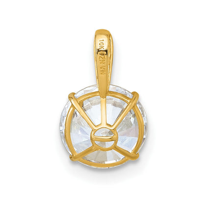 10K Yellow Gold Polished 8.00mm Round Cz Solitaire Pendant