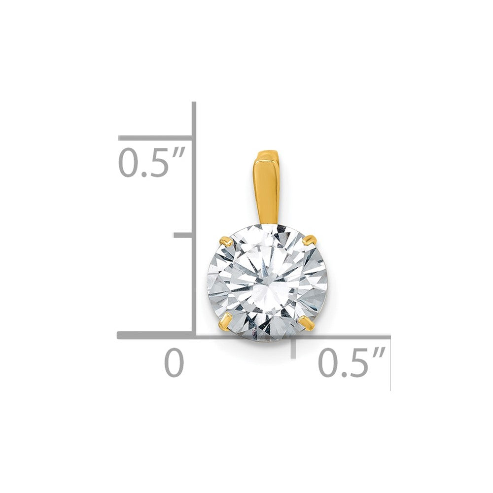 10K Yellow Gold Polished 8.00mm Round Cz Solitaire Pendant