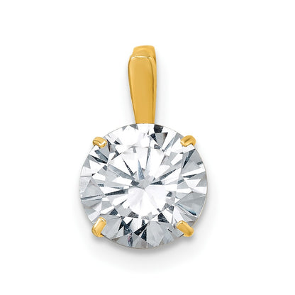 10K Yellow Gold Polished 8.00mm Round Cz Solitaire Pendant